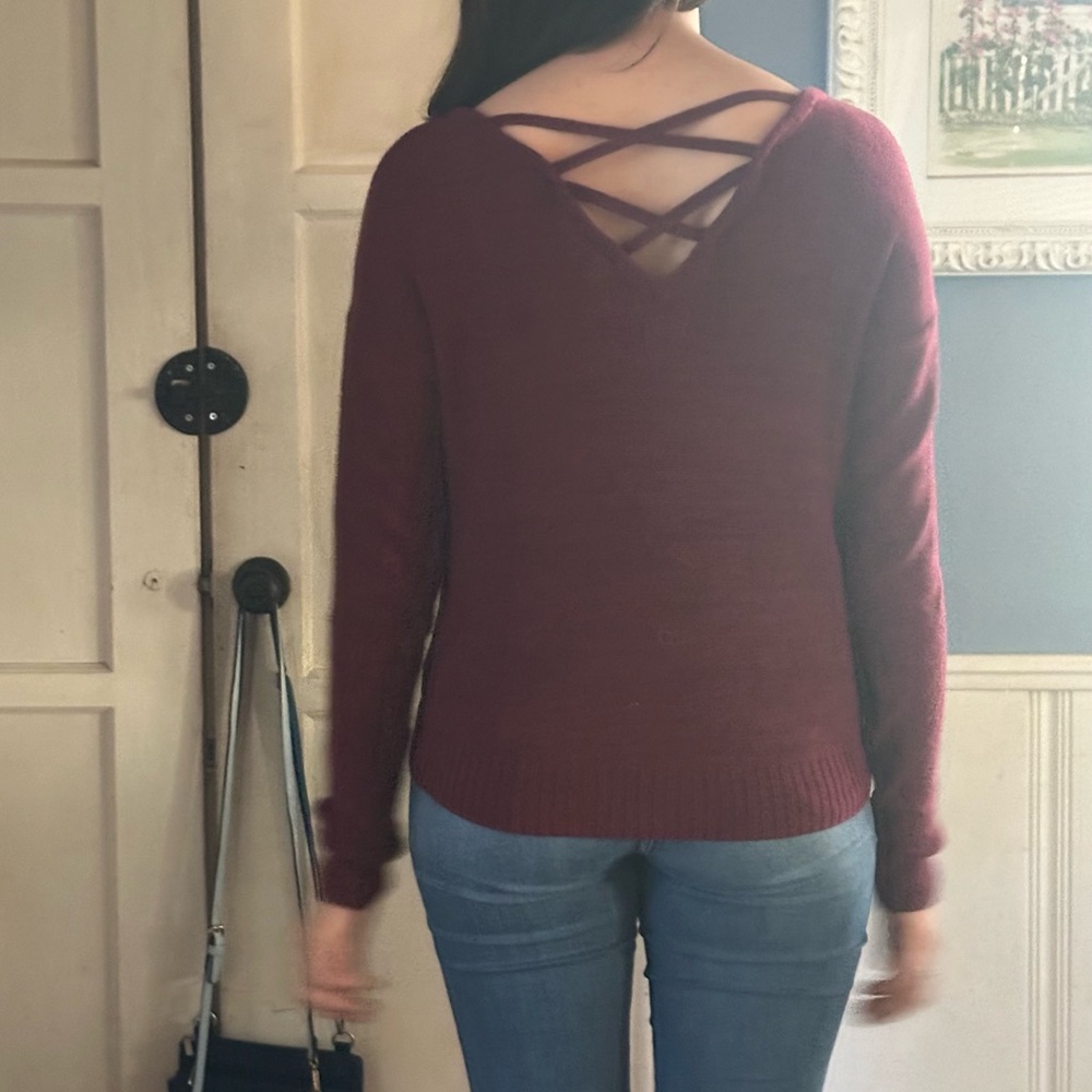 Purple open strip back sweater - Picture 4 of 4